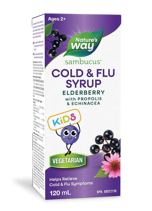 Sambucus Kids Elderberry Cold and Flu Syrup with Propolis, 120 mL