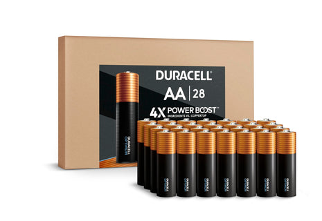 Duracell Optimum AA Batteries with 4X Power Boost Ingredients, 28 Count (Pack of 1), Re-closable Pack for a Quick, Easy Access and Organized Storage, Double A Battery with Long-Lasting Power
