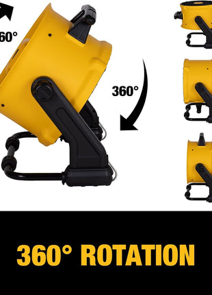 DEWALT 40 cm Heavy Duty Floor Fan, High Velocity Barrel Shop Fan, 3-Speed Powerful with 4000 CFM, 360° Adjustable Tilting Airflow Fan for Warehouse, Workshop, Factory, Basement