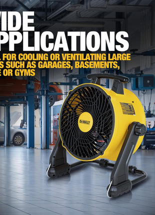 DEWALT 40 cm Heavy Duty Floor Fan, High Velocity Barrel Shop Fan, 3-Speed Powerful with 4000 CFM, 360° Adjustable Tilting Airflow Fan for Warehouse, Workshop, Factory, Basement
