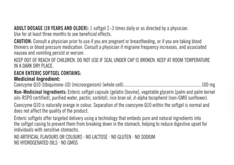 Kirkland Signature Coenzyme Q10 100 mg, 300 Clear Enteric Softgels