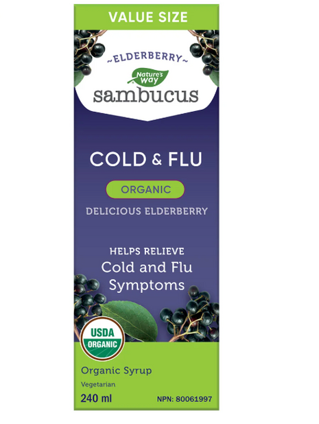 Sambucus Organic Elderberry Cold and Flu Syrup,  240 mL