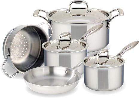 Meyer SuperSteel Tri-Ply Clad Stainless Steel 8-Piece,  Induction Cooktop Compatible Made in Canada,