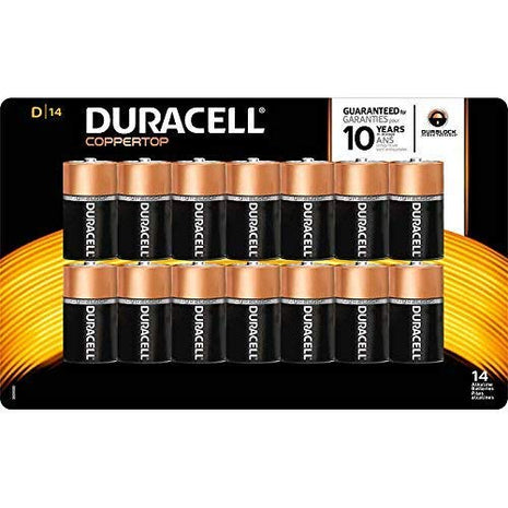 Duracell Coppertop Alkaline D Batteries, 14 Count