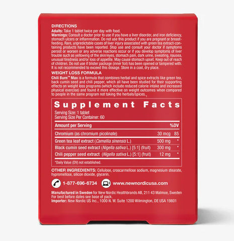 New Nordic Chili Burn Max, 60 Tablets