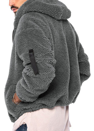 Men's warm jacket, loose hooded casual jacket