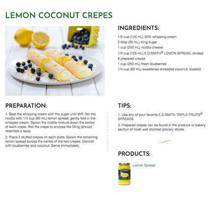 E.D.Smith Lemon Spread, 500ml, Pack of 2, Total 1000 ml