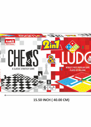 Ankit Toys & Games 2in1 Chess & Ludo Board Game Set - Classic Strategy and Family Fun Combined for Endless Entertainment | Strategy Games for Kids & Adults for Ages 3+, (Board Size 38 * 38 Cm)