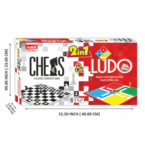 Ankit Toys & Games 2in1 Chess & Ludo Board Game Set - Classic Strategy and Family Fun Combined for Endless Entertainment | Strategy Games for Kids & Adults for Ages 3+, (Board Size 38 * 38 Cm)
