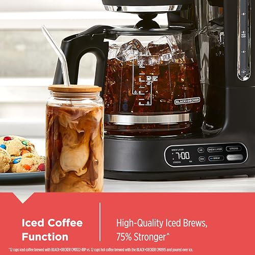 Cafetière numérique BLACK+DECKER Split Brew 12 tasses, CM0122, café glacé ou chaud, programmable, Quick Touch, maintien au chaud pendant 4 heures