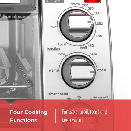 BLACK+DECKER™ Natural Convection 4-Slice Toaster Oven, Stainless Steel, Bake, Broil, Toast, Keep Warm Cooking Functions