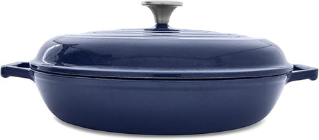 T-fal Enameled Cast Iron Casserole with Lid, stewpot, cocotte 3.5qt, Blue