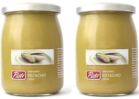 Coffret économique : Grandes bouteilles de crème de pistache, beurre de pistache, pâte italienne douce Pisti, coffret personnalisé de 2 pièces.