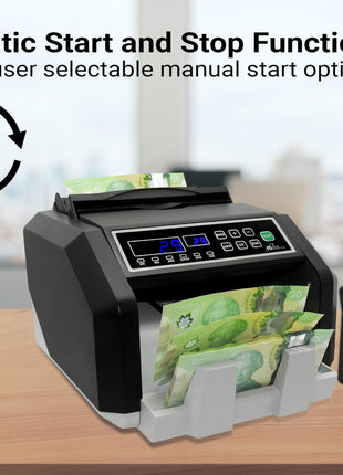 Canadian Commercial CAD/USD Currency Bill Counter, High Capacity of up to 200 Bills, Fast Count of 1,400 Bills per Minute, Cumulative&Batch Counting, Auto Start&Stop.(RBC-ES210-CA)