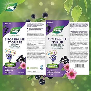 Sambucus Kids Elderberry Cold and Flu Syrup with Propolis, 120 mL