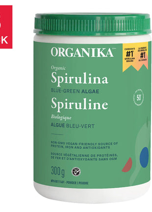 Organika Organic Spirulina Powder, 3 Bottles of 300 g