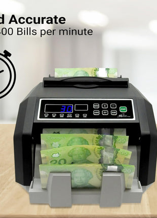 Canadian Commercial CAD/USD Currency Bill Counter, High Capacity of up to 200 Bills, Fast Count of 1,400 Bills per Minute, Cumulative&Batch Counting, Auto Start&Stop.(RBC-ES210-CA)