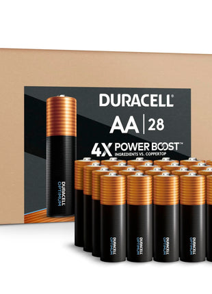 Duracell Optimum AA Batteries with 4X Power Boost Ingredients, 28 Count (Pack of 1), Re-closable Pack for a Quick, Easy Access and Organized Storage, Double A Battery with Long-Lasting Power