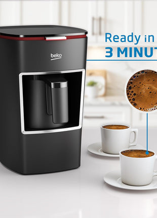 Beko Turkish Coffee Maker, 2 Cups Capacity, 100% BPA Free Turkish Coffee Machine, 120V CookSense Technology, Perfect Taste in 3 Minutes, Turkish Coffee Pot Electric, Black