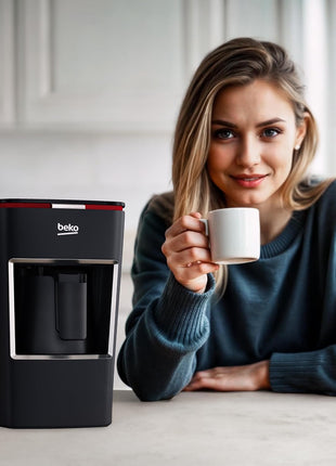 Beko Turkish Coffee Maker, 2 Cups Capacity, 100% BPA Free Turkish Coffee Machine, 120V CookSense Technology, Perfect Taste in 3 Minutes, Turkish Coffee Pot Electric, Black