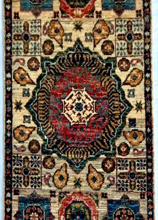 Wooden Style Hand-Knotted Carpet with Tree and Birds Design 100% Wool Ideal for Wall, Surface and Table Design