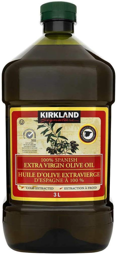 New - Kirkland Signature 100 % Spanish Extra Virgin Olive Oil, 3 L - Cold Extracted - Halal