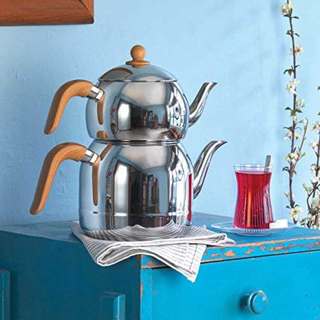 Korkmaz Turkish Teapot 18/10 Stainless Steel 3.6 Litre Capacity