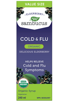 Sambucus Organic Elderberry Cold and Flu Syrup,  240 mL
