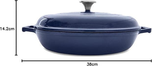 T-fal Enameled Cast Iron Casserole with Lid, stewpot, cocotte 3.5qt, Blue