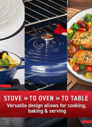 T-fal Enameled Cast Iron Casserole with Lid, stewpot, cocotte 3.5qt, Blue