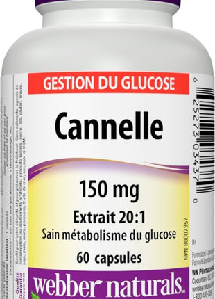 webber naturals Cinnamon 20:1 Extract 150 mg 60 Capsules