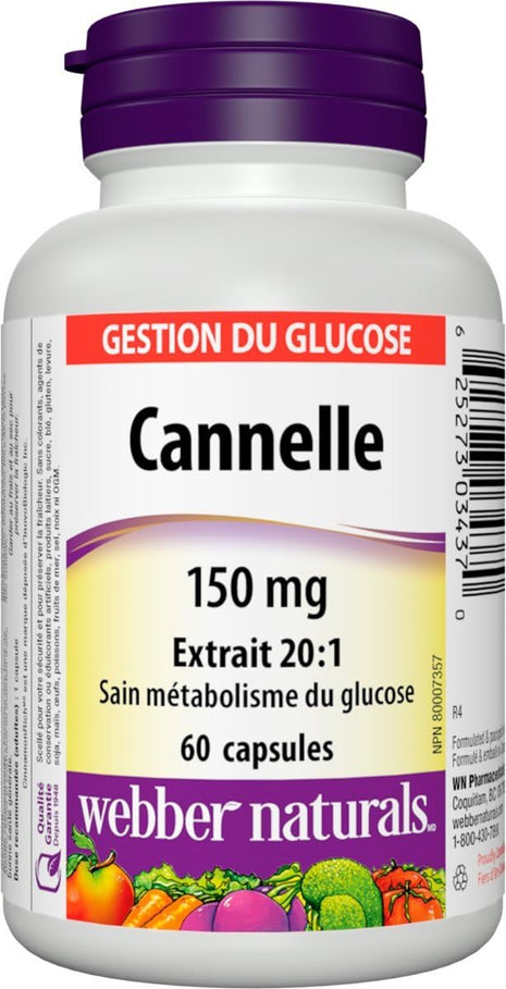webber naturals Cinnamon 20:1 Extract 150 mg 60 Capsules