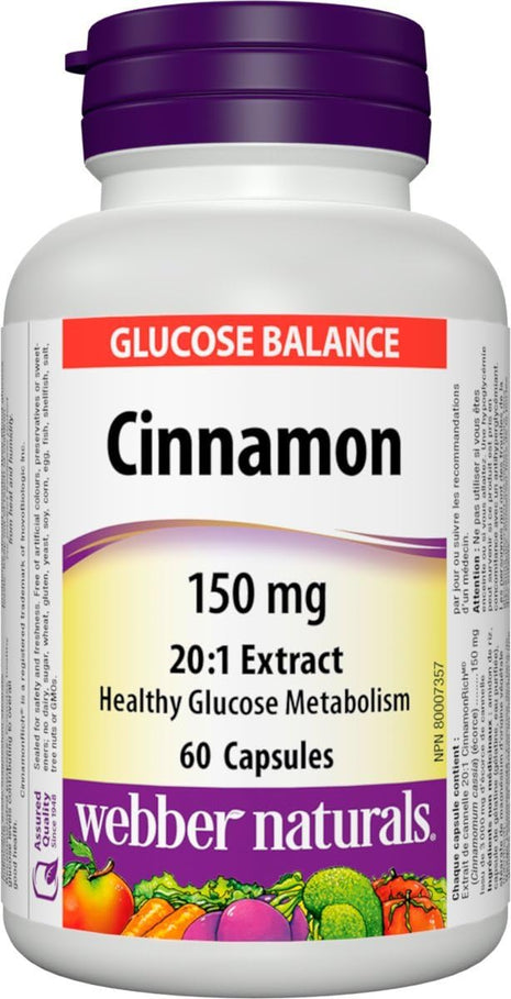 webber naturals Cinnamon 20:1 Extract 150 mg 60 Capsules