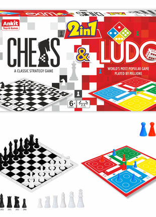 Ankit Toys & Games 2in1 Chess & Ludo Board Game Set - Classic Strategy and Family Fun Combined for Endless Entertainment | Strategy Games for Kids & Adults for Ages 3+, (Board Size 38 * 38 Cm)