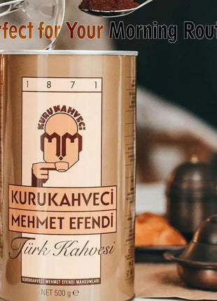 Café turc traditionnel Kuru Kahveci Mehmet Efendi, 500 g – Riche, corsé et finement moulu pour une infusion parfaite sur la cuisinière