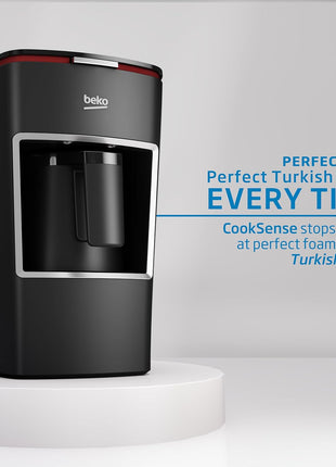 Beko Turkish Coffee Maker, 2 Cups Capacity, 100% BPA Free Turkish Coffee Machine, 120V CookSense Technology, Perfect Taste in 3 Minutes, Turkish Coffee Pot Electric, Black