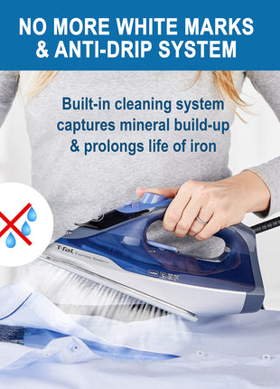 T-fal FV2886U0 Express Steam Garment Iron, Blue, Fast results, Powerful Steam Boost, 5 settings, Safety Auto-off