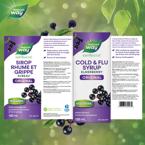 Sambucus Elderberry Cold and Flu Syrup, 120 mL