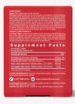 New Nordic Chili Burn Max, 60 Tablets