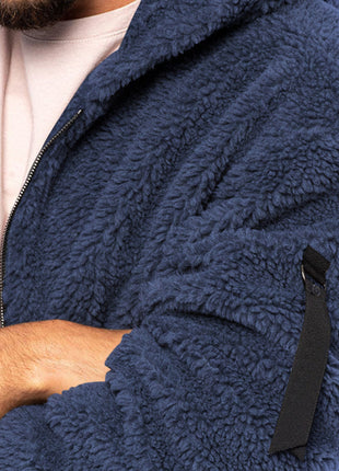Men's warm jacket, loose hooded casual jacket