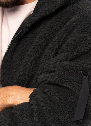 Men's warm jacket, loose hooded casual jacket