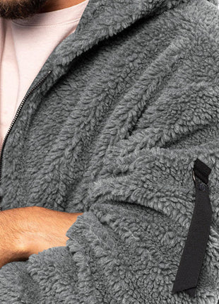 Men's warm jacket, loose hooded casual jacket