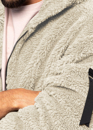 Men's warm jacket, loose hooded casual jacket