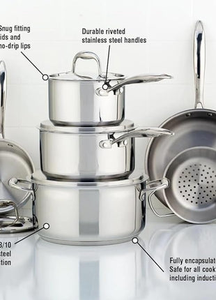 Meyer Accolade Stainless Steel Cookware Set, 10-Piece, Made in Canada