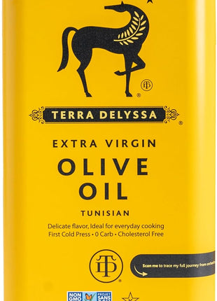 Terra Delyssa First Cold Pressed Extra Virgin Olive Oil, Single Sourced, 3L Metal Tin (101 fl. oz) - 2 Pack, Non-GMO, Naturally Rich in Antioxidants and Polyphenols