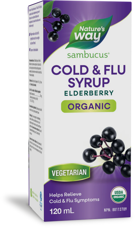 Sambucus Elderberry Cold and Flu Syrup, 120 mL