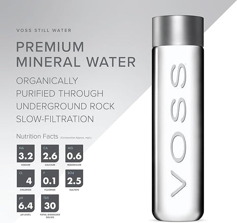 Eau plate artésienne Voss, eau plate - 12 de 850 ml. (Total 10 200 ml.) 